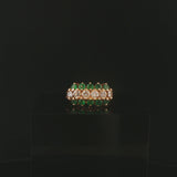 14k Yellow Gold Emerald and 0.50cttw Diamond Band Ring Size 4.25