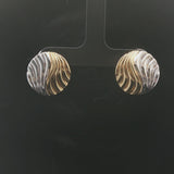 18k Yellow and White Gold 10.7g Vintage Swirl Button Stud Earrings Italy