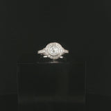 14k White Gold and 0.70cttw Diamond Vintage Halo Ring Size 7.75
