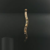 14k Yellow Gold and Diamond 9.7g Curved Wave Bangle Bracelet 6.85"