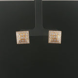 14k Yellow Gold and 0.40cttw Diamond Vintage Square Stud Earrings