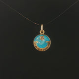 18k Yellow Gold Enamel and Diamond Lucky Star Vintage Charm