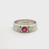 14k White Gold 5.7g Ruby and Diamond Band Ring Size 9.25