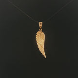 18k Yellow Gold 2.1g Textured Angel Wing Pendant 1.5"