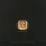14k Yellow Gold Ruby and Diamond 15.5g Solid Vintage Men's Cross Ring Size 12