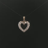 14k White Gold and 0.30cttw Diamond Vintage Heart Pendant 1"