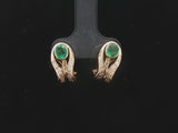 18k Yellow Gold Emerald and Diamond Ladies Earrings