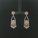 14k White Gold and 1.25cttw Diamond Vintage Filigree Drop Dangle Earrings