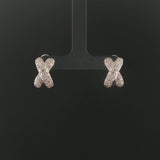 18k White Gold and 1.50cttw Pave Set Diamond Solid X Huggie Earrings