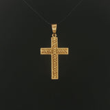 18k Yellow Gold 3.4g Vintage Cross Pendant Italy 1.5"