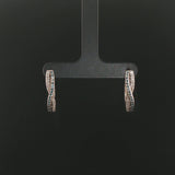 10k White Gold and 0.40cttw White and Blue Diamond Crossover Hoop Earrings