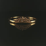 18k Yellow Gold and 0.40cttw Diamonds 16.3g Vintage Crown Bangle Bracelet 6.5"