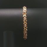 14k Yellow Gold 31g Solid Heavy Ladies Diamond Fancy X Link Bracelet 7.5"