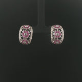 18k White Gold Pink Sapphire and 1.75cttw Diamond Heavy Hoop Earrings