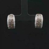 14k White Gold and 2.5cttw White and Chocolate Diamond Huggie Earrings
