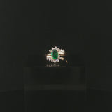 14k Yellow and White Gold Lab Emerald and 0.20cttw Diamond Bypass Ring Size 7