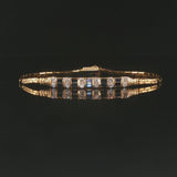14k Yellow Gold Sapphire and Diamond Bar Station Link Bracelet 6.5"