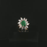14k Yellow and White Gold 2.54ct Emerald and 1cttw Diamond Vintage Ring Size 6
