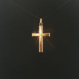 18k Yellow Gold 7.2g Polished Flat Cross Pendant 1.5"