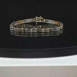 14k Yellow and White Gold 3cttw Diamond Curved Link Bracelet 7.25"