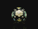 14k Yellow Gold Enamel and Diamond Heavy Bombe Ring Size 4.25