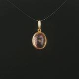 18k Yellow Gold and Cabochon Rose Quartz Pendant