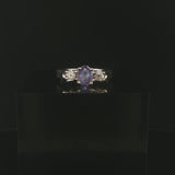 18k White Gold Oval Cut Tanzanite and Diamond Ring Size 6.75