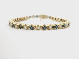 14k Yellow Gold 1.4cttw Diamond and Sapphire Vintage Tennis Bracelet 6.75"