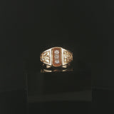 14k Yellow Gold and 0.15cttw Diamond Vintage Men's Solid Nugget Ring Size 9