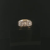 14k Yellow and White Gold 0.50cttw Three Diamond Solid Men's Ring Size 9.5