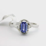 Brand New Tanzanite and Diamond Fancy Ring in 14k White Gold Size 6.5