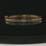 18k Yellow Gold and 1.10cttw Diamond Solid Bangle Bracelet 6.5"