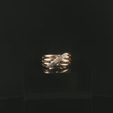 14k Yellow and White Gold Diamond Crossover Band Ring Size 6