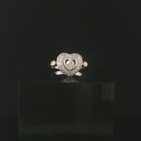 18k White and Yellow Gold 0.85cttw Diamond Fancy Heart Ring Size 7