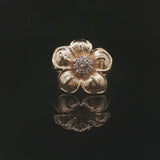 14k Yellow Gold and Diamond 5.7g Floral Ring Size 6