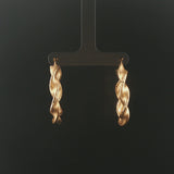 14k Yellow Gold 4.8g Diamond Cut Twisted Spiral Hoop Earrings 1.5"