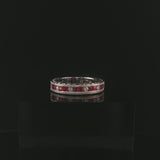 18k White Gold Ruby and Diamond Vintage Band Ring Size 6.5