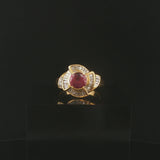 18k Yellow Gold Ruby and 0.50cttw Baguette Diamonds Vintage Ring Size 8