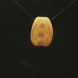 24k Pure Yellow Gold and Diamond 3.7g Solid Brushed Textured Slide Pendant