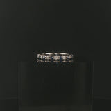 14k White Gold Blue Sapphire and Diamond Vintage Eternity Band Ring Size 6.25