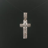 18k White Gold and 3cttw Diamond Solid 12.4g Cross Pendant 2"