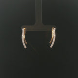 14k Yellow and White Gold Diamond Curved Bar Stud Earrings 1"