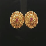 22k Yellow Gold and Ruby 11.8g Solid Vintage Oval Stud Earrings