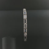 14k White Gold Sapphire and Diamond Vintage Filigree Panel Link Bracelet 6.75"