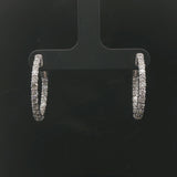14k White Gold and 2cttw Diamond Inside Out Hoop Earrings 1"