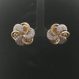 18k Yellow and White Gold 2cttw Diamond Vintage Floral Spiral Stud Earrings