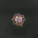 LeVian 14k Rose Gold Pink Quartz and Multi Gemstone Floral Ring Size 7