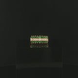 14k Yellow Gold Emerald and 0.20cttw Diamond Vintage Band Ring Size 5