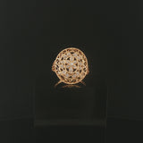 14k Yellow Gold and Diamond Vintage Filigree Oval Ladies Ring Size 8.75