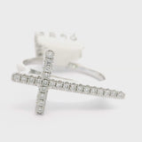 Brand New Diamond Cross Ring in 18k White Gold Size 7